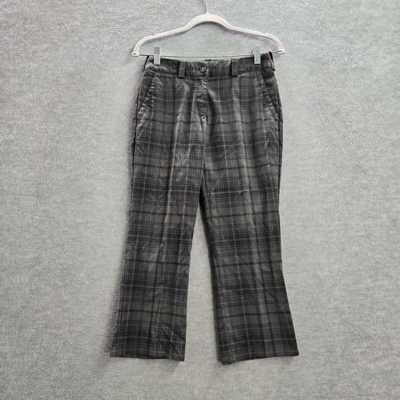 Nike Golf Women Pants 2 Gray Plaid Chino Tour Performance Dri Fit Bootcut Crop - Picture 1 of 14